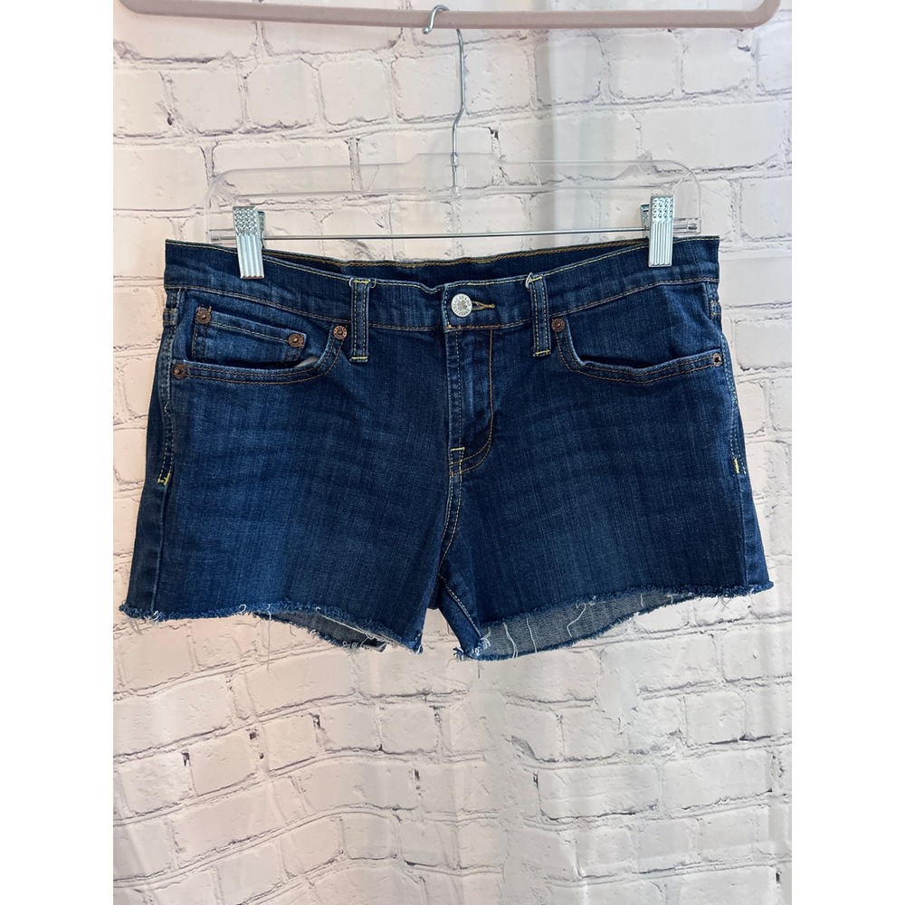 Lucky Brand Denim Shorts Dark Wash Frayed‎ Hem Casual Size 8